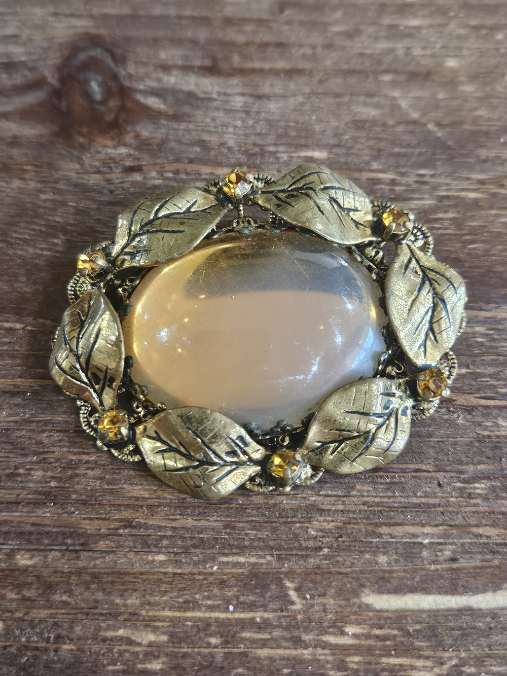 Vintage West Germany Opaline Glass Brooch